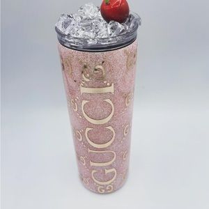 Custom luxury tumbler with custom straw topper